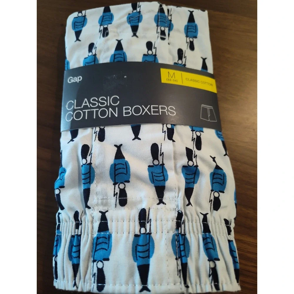 Gap Classic Cotton Boxers Mens Medium 32-34 White Blue Nutcracker Soldier Print